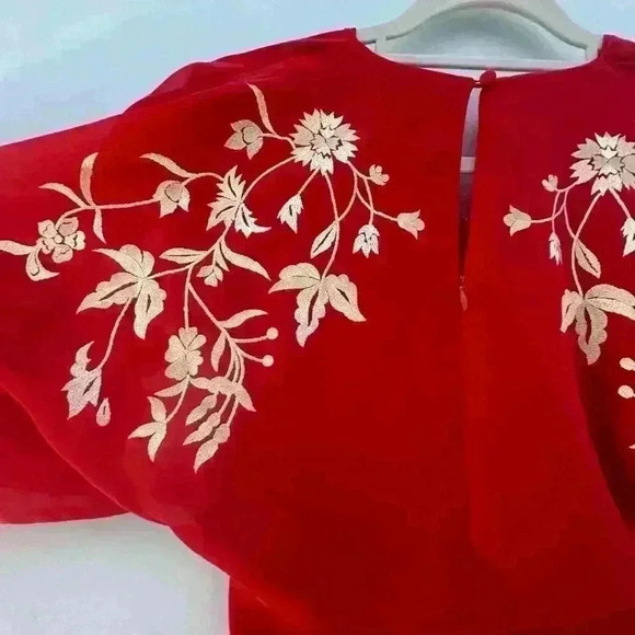 Hope & Ivy The Divine Tie Front Open Back Red Jumpsuit - Picture 6 of 6